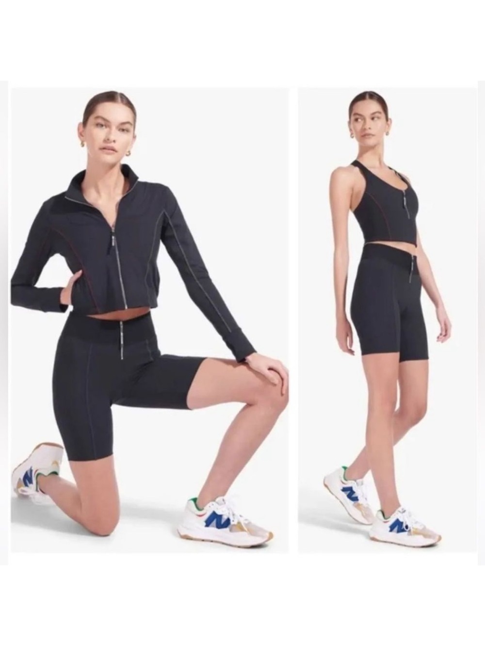 STAUD x New Balance Black High-Rise Bike Shorts with Contrast Stitching